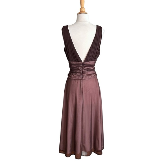 David’s Bridal Y2K Pink & Brown Beaded Mesh Empire Waist Dress Fairycore Sz 12 - Picture 6 of 16